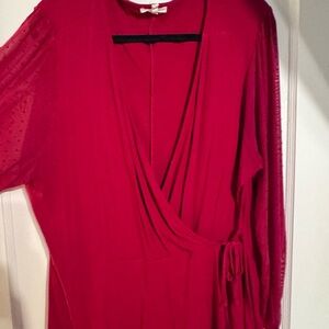 Maurices Red Wrap Blouse